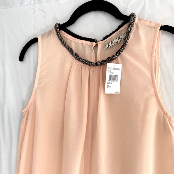 NEW Chloe K Sleeveless Top Blush Coral w Beaded Neckline & Hi Lo Hem Size Medium - Picture 11 of 13